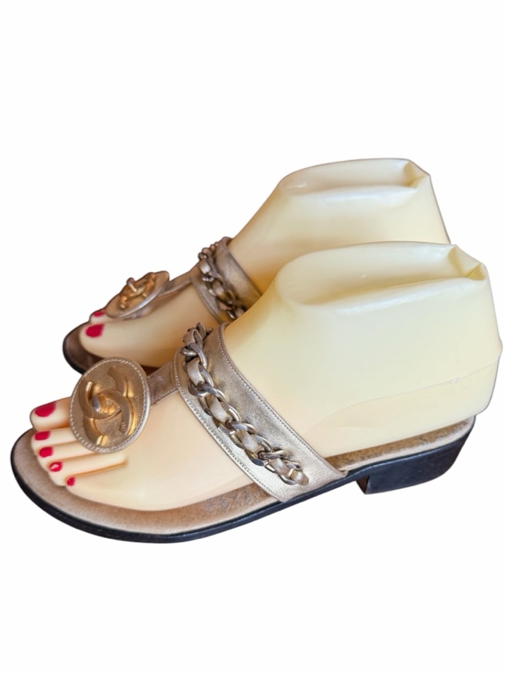CHANEL Sandals Coco Mark Turn lock Chain Sandals size 6 - Picture 5 of 14